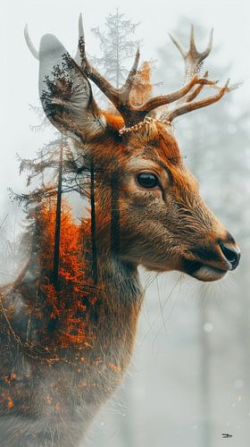 multiple exposure tussen dier en natuur