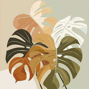 Monstera leaves illustration by Poster Art Shop