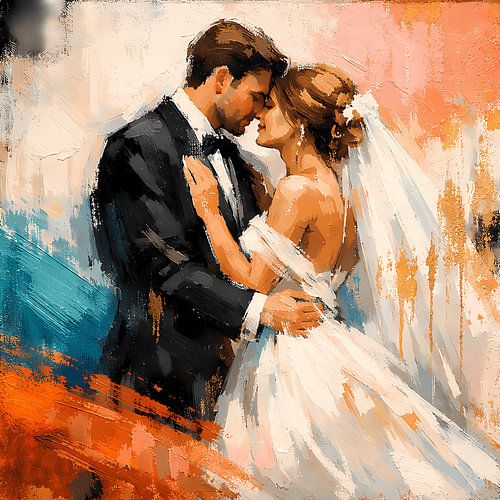 An intimate moment – a wedding portrait in warm colours