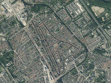 Luchtfoto van het centrum van Delft van Maps Are Art