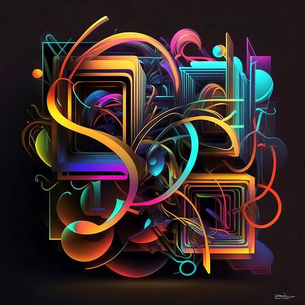 abstrakte Neon-Kunst von Gelissen Artworks