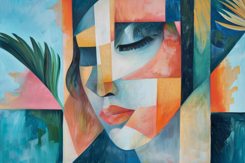 Frau Kubistische Kunst von Poster Art Shop