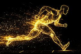 Hardloper in gouden beweging van Art & Soul Creations