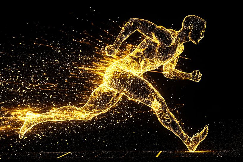 Läufer in goldener Bewegung von Art & Soul Creations