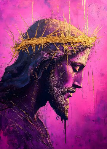 Neon Jezus met doornenkroon