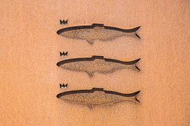 The Coat of Arms of Scheveningen, herring with crown in Bronze by Caroline Drijber