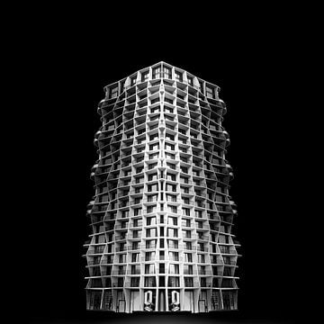 Zwartwit foto van moderne architectuur: Q Residences in Amsterdam van Phillipson Photography