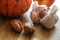 Knoflook, noten, pompoen