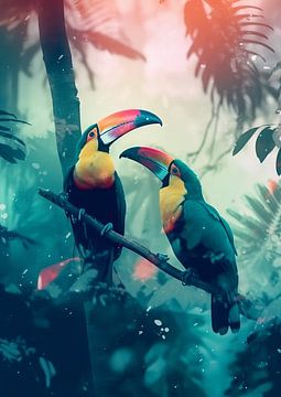 Toucans in the rainforest by Jan Bechtum