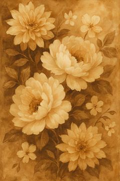 Vintage Bloemenpracht – Tijdloze Elegantie in Sepia van But First Framing