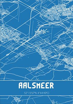 Blauwdruk | Landkaart | Aalsmeer (Noord-Holland) van Rezona