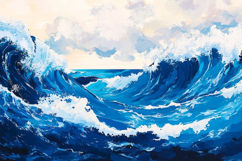 Kraftvolle Wellen im Ozean von Poster Art Shop
