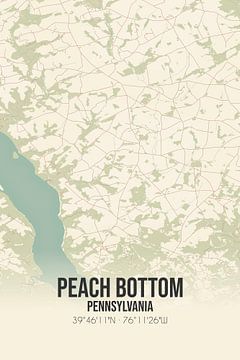 Vieille carte de Peach Bottom (Pennsylvanie), USA. sur Rezona