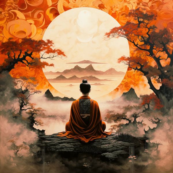 Meditation in der orientalischen Landschaft von Vlindertuin-Art