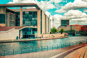 Berlin - government district at the river Spree by Mixed media vector arts