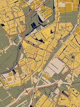 Kaart van Berkel en Rodenrijs in de stijl van Gustav Klimt van Maporia