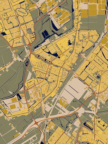 Kaart van Berkel en Rodenrijs in de stijl van Gustav Klimt van Maporia