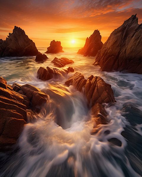 Zonsondergang aan zee van fernlichtsicht