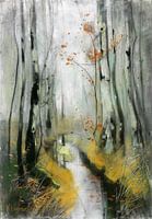 Birken im Herbst am Bachlauf, KARL HAGEMEISTER, Um 1908-1913