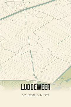 Vintage landkaart van Luddeweer (Groningen) van Rezona