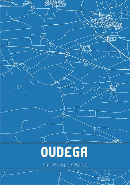 Blueprint | Map | Oudega (Fryslan) by Prints of Place