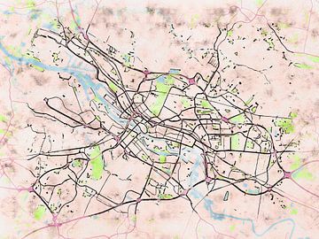Kaart van Bremen in de stijl 'Soothing Spring' van Maporia