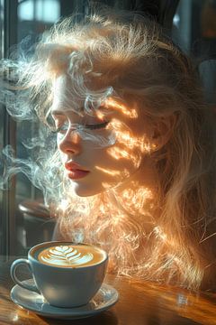 vrouw met koffie van Egon Zitter