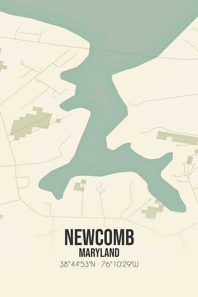 Vintage map of Newcomb (Maryland), USA. by Prints of Place