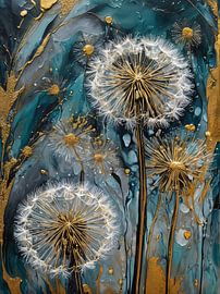 Dreamy Dandelions in Golden Gloss by Retrotimes