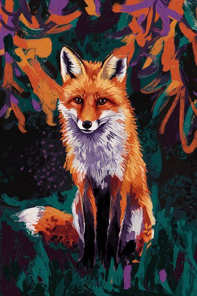 Fox with abstract background by Imperial Art House