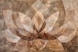 Sepia Lotus Blossom Abstract Artwork by Art & Soul Creations