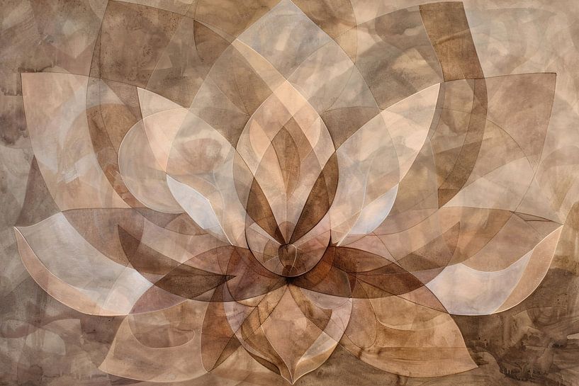 Sepia Lotus Bloesem Abstracte Kunstwerk van Art & Soul Creations