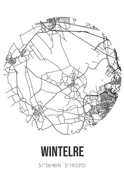 Wintelre (Noord-Brabant) | Map | Black and White by Prints of Place