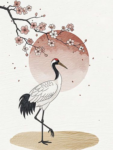 Japandi Kranichblüten-Harmonie