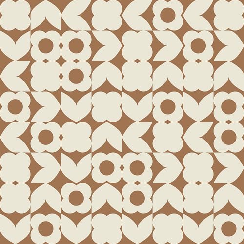 Retro jaren 70 vintage stijl kunstwerk in bruin en wit