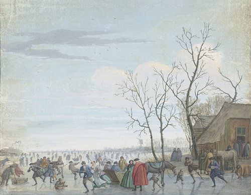 Winterlandschap met ijsvermaak, Louis Chalon
