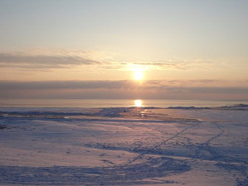 Ondergaande zon in de winter