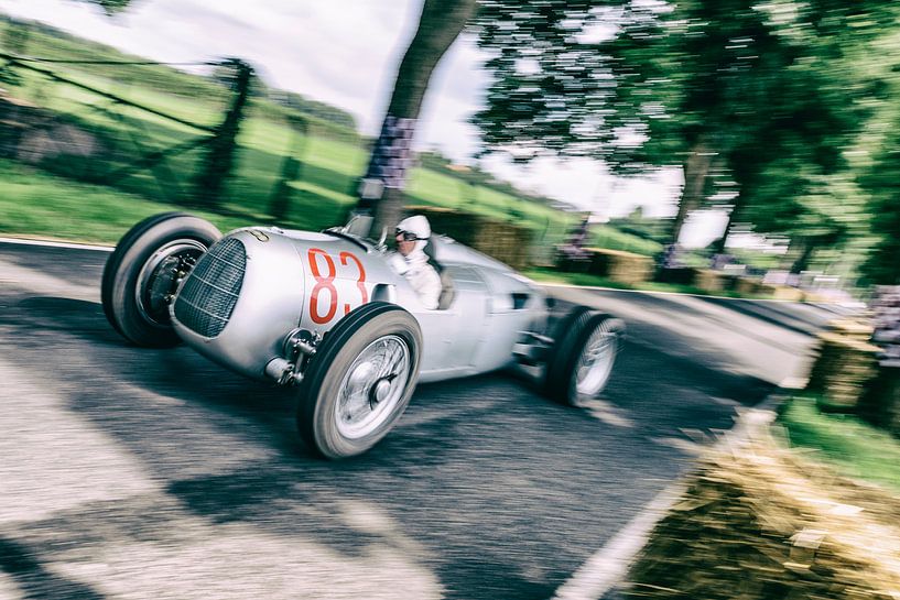 Auto Union Grand Prix Rennwagen Type C V16 driving at high speed by Sjoerd van der Wal Photography