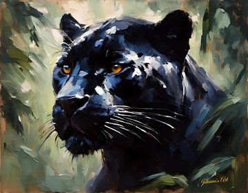 Wilde dieren - Geabstraheerd surrealisme - Zwarte Panter 1 van Johanna's Art