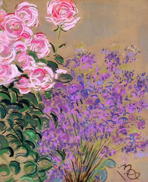 Anna de Noailles,Flowers Pastel by finemasterpiece