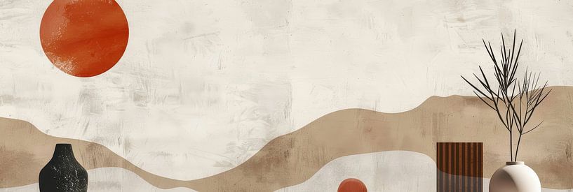 Abstract still life beige art panorama by Digitale Schilderijen