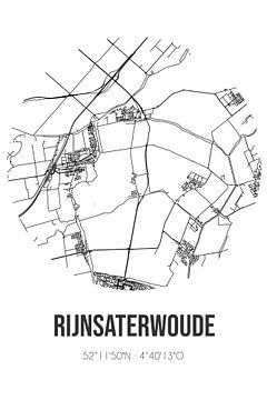 Rijnsaterwoude (South-Holland) | Map | Black and White by Rezona