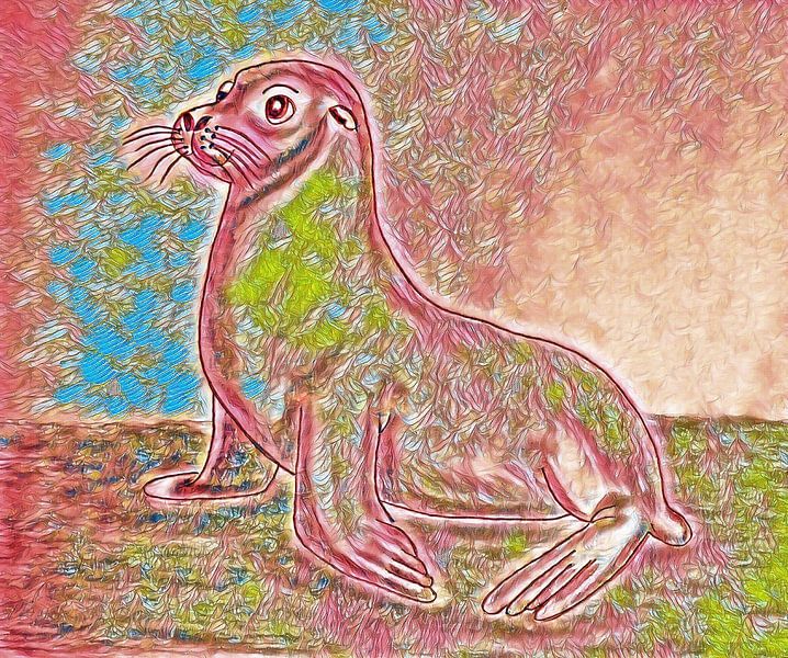 Seelöwe ( bearbeitete Zeichnung ) von Jose Lok