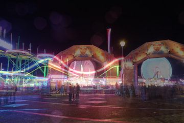 Oktoberfest Kermis Sittard in the evening, long shutter speed and double shot