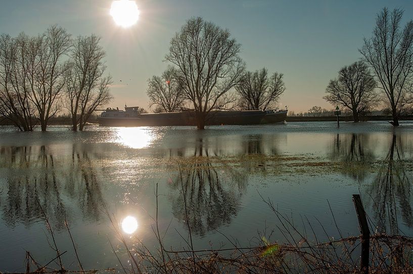 High water in the river IJssel by Jos Zwaan