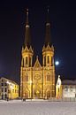 Photo de nuit de l'église Saint-Joseph de Tilburg par Anton de Zeeuw Aperçu