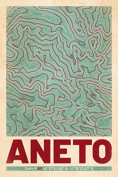 Aneto | Topographic Map (Retro) by ViaMapia
