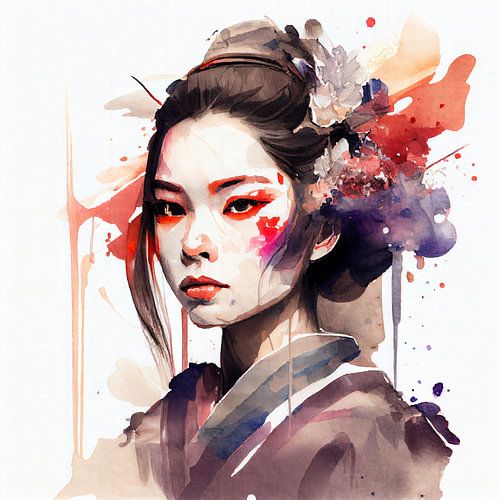 Aquarel Moderne Geisha #7