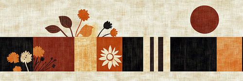 Boho bloemvelden in blokpatroon panorama