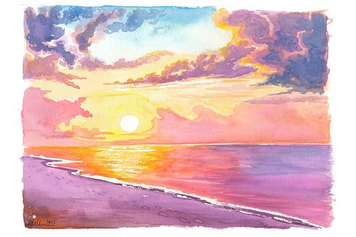 Golden Gulf Coast island sunset serenity on Santa Rosa Island Beach